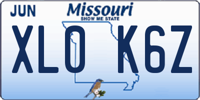 MO license plate XL0K6Z