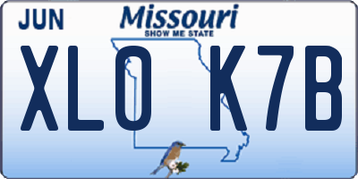 MO license plate XL0K7B