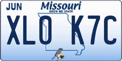 MO license plate XL0K7C