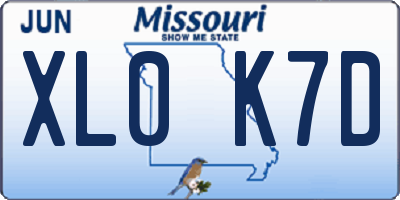 MO license plate XL0K7D