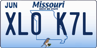 MO license plate XL0K7L