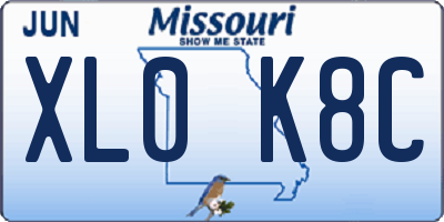 MO license plate XL0K8C