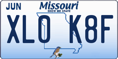 MO license plate XL0K8F