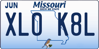 MO license plate XL0K8L