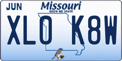 MO license plate XL0K8W