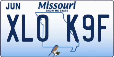 MO license plate XL0K9F