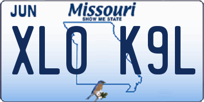 MO license plate XL0K9L