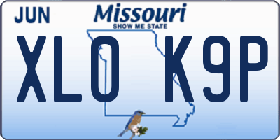 MO license plate XL0K9P