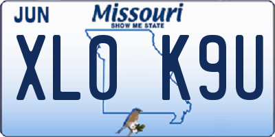 MO license plate XL0K9U