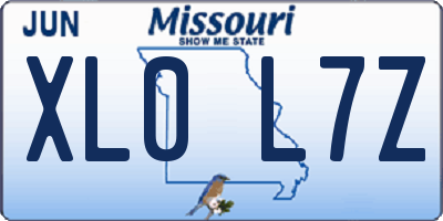 MO license plate XL0L7Z