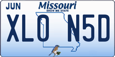 MO license plate XL0N5D