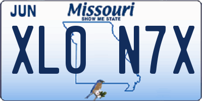 MO license plate XL0N7X