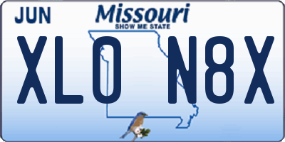 MO license plate XL0N8X