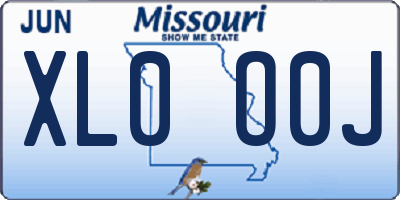 MO license plate XL0O0J