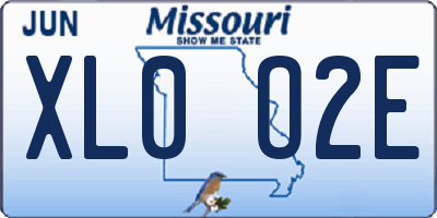 MO license plate XL0O2E