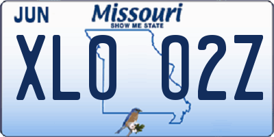 MO license plate XL0O2Z