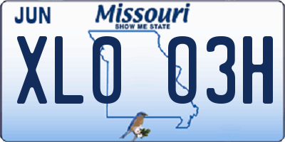 MO license plate XL0O3H