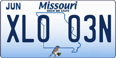 MO license plate XL0O3N