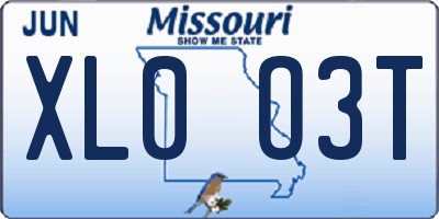 MO license plate XL0O3T