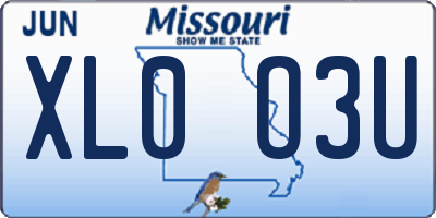 MO license plate XL0O3U