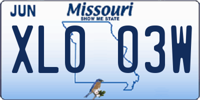 MO license plate XL0O3W