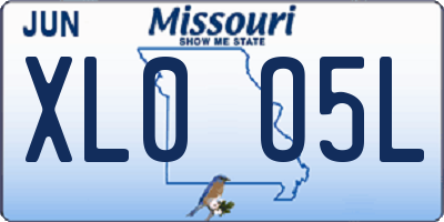 MO license plate XL0O5L