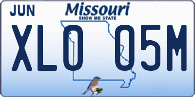 MO license plate XL0O5M