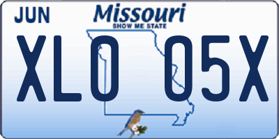 MO license plate XL0O5X