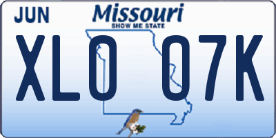 MO license plate XL0O7K
