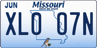MO license plate XL0O7N