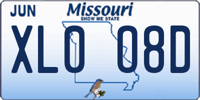 MO license plate XL0O8D