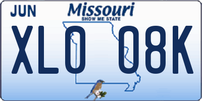 MO license plate XL0O8K