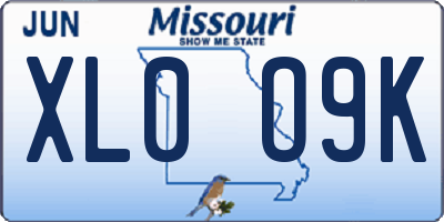 MO license plate XL0O9K