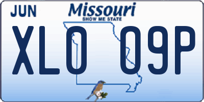 MO license plate XL0O9P