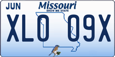 MO license plate XL0O9X