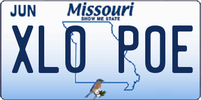 MO license plate XL0P0E