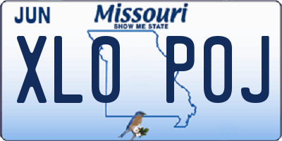 MO license plate XL0P0J