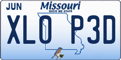MO license plate XL0P3D