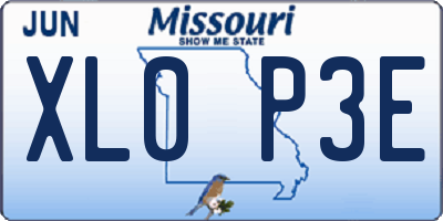 MO license plate XL0P3E