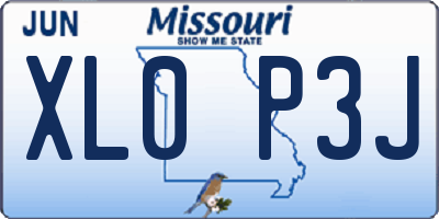MO license plate XL0P3J