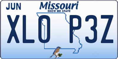 MO license plate XL0P3Z