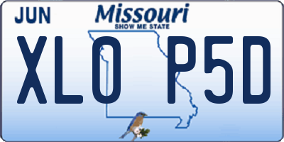MO license plate XL0P5D