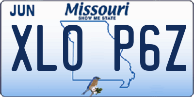 MO license plate XL0P6Z