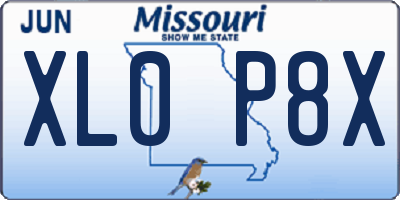 MO license plate XL0P8X