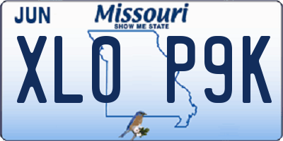 MO license plate XL0P9K