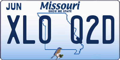 MO license plate XL0Q2D