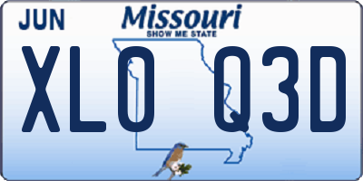 MO license plate XL0Q3D