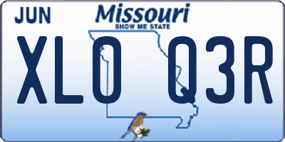 MO license plate XL0Q3R