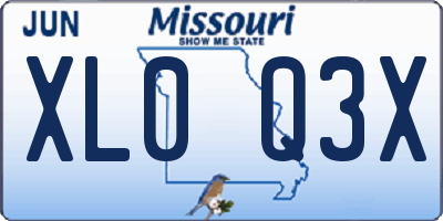 MO license plate XL0Q3X