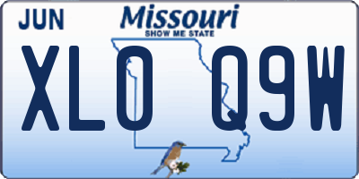 MO license plate XL0Q9W